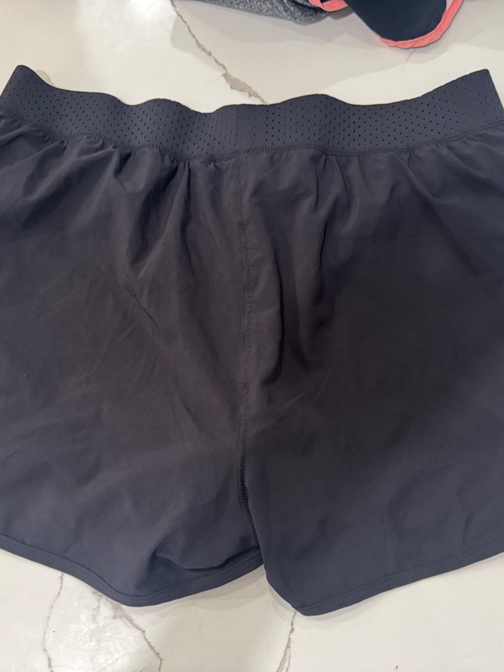Black Women's Athletic Shorts with Perforated Waistband